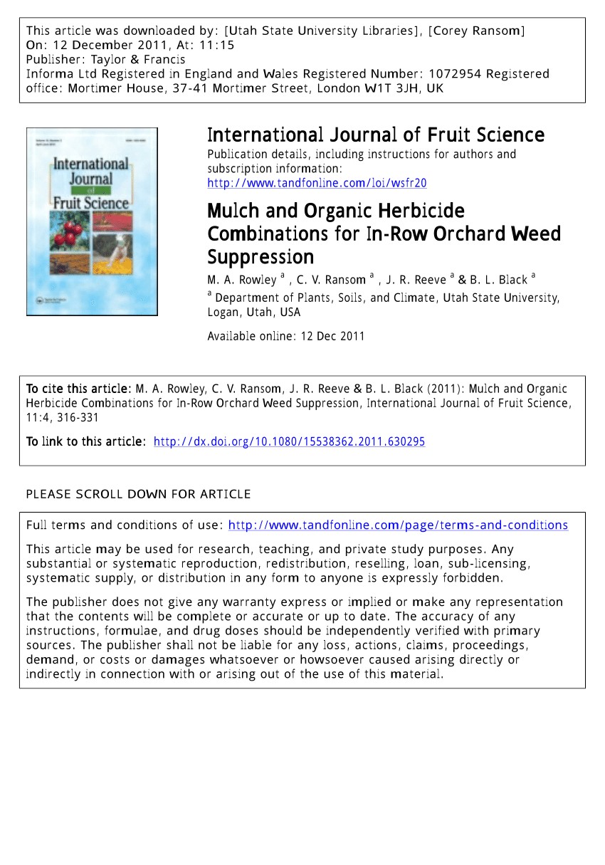 pdf mulch and organic herbicide combinations for in row orchard weed suppression