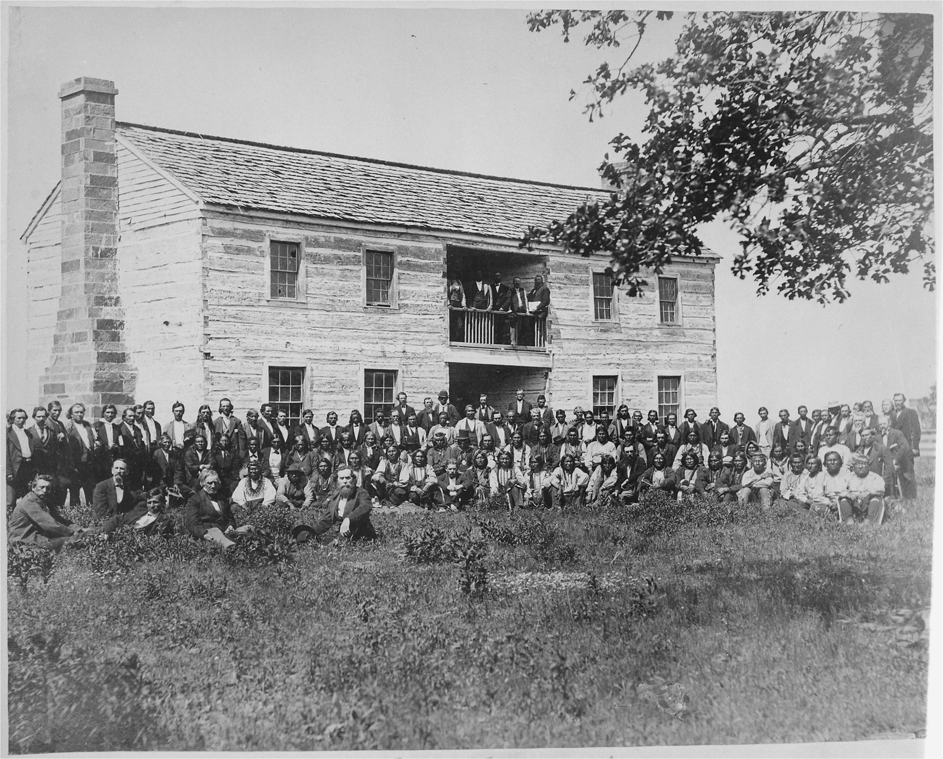 file delegates from 34 tribes in front of creek council house indian territory 1880 nara 519141 jpg