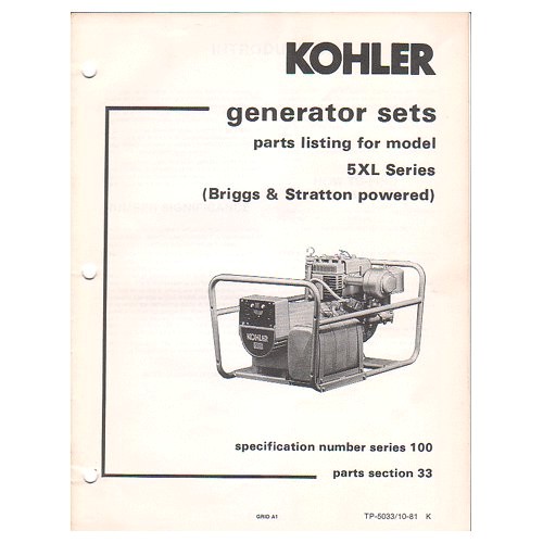 original 1981 kohler generator sets parts