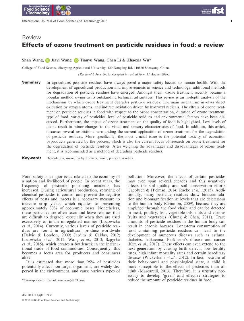 pdf a review on ozone based treatments for fruit and vegetables preservation