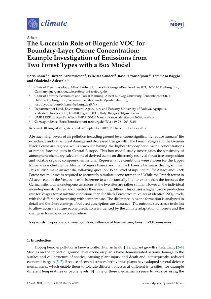 pdf impact of tropospheric ozone on terrestrial biodiversity a literature analysis to identify ozone sensitive taxa