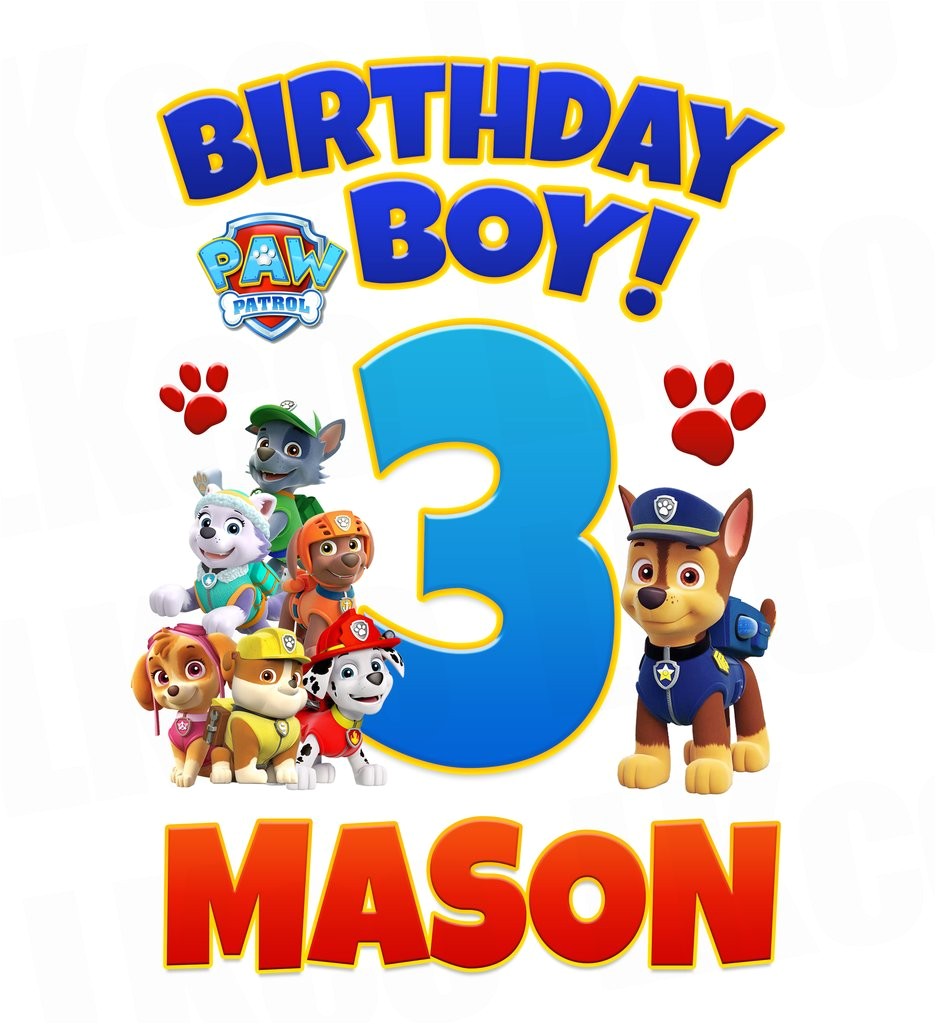 Paw Patrol Birthday Iron On Transfers Paw Patrol Iron On Transfer Birthday Boy Luvibeekidsco