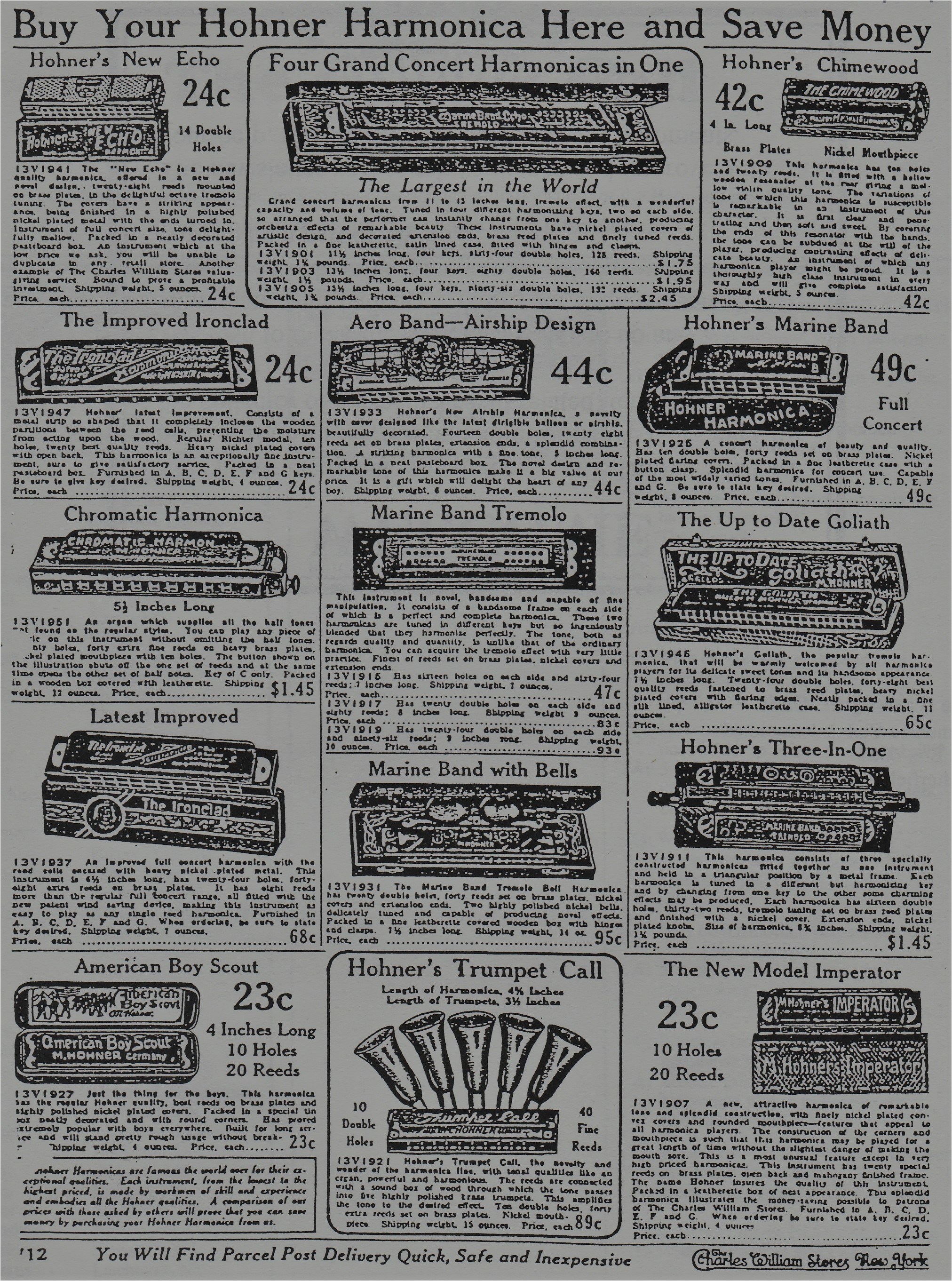 hohner promotes various display cases to its dealers ad 1 and still sells its american boy scout harmonica for 23 cents