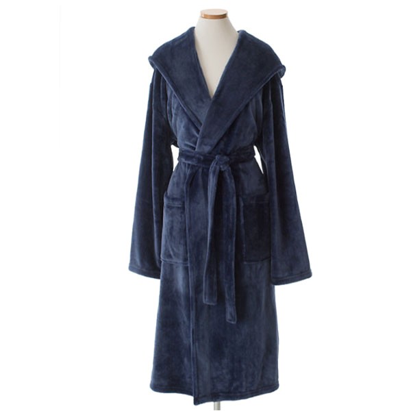 pine cone hill selke fleece indigo hooded robe p 17338