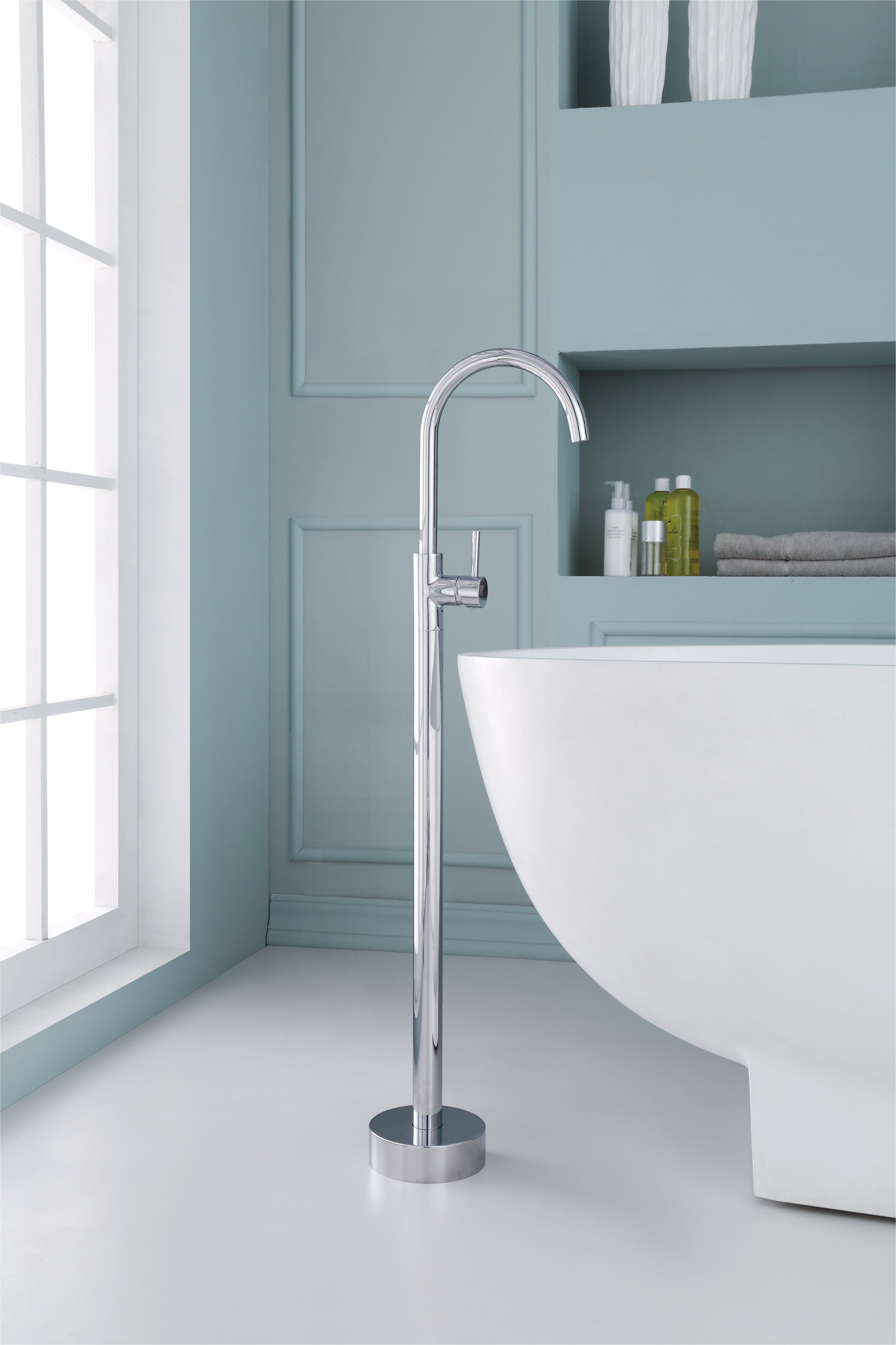 single handle floor mounted freestanding tub filler jpg