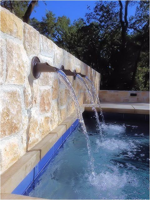 Pool Scuppers and Spouts Private Residence Pool Back Wall W Spouts Contemporary