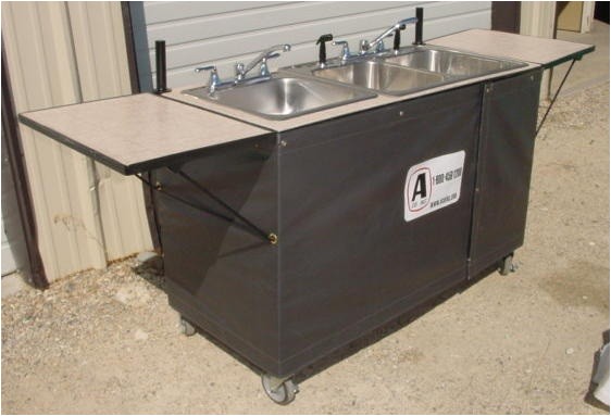 3 basin hot cold water sink