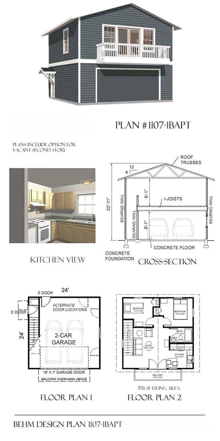 garage plans two car two story garage with apartment and balcony plan 1107 1bapt