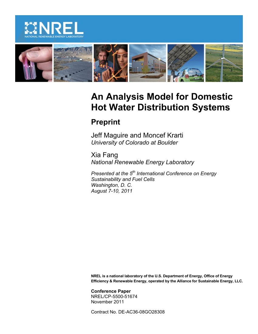 pdf analysis model for domestic hot water distribution systems preprint