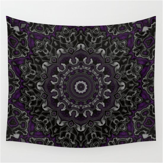 Purple and Grey Tapestry Purple Gray and Black Kaleidoscope 3 Wall Tapestry by