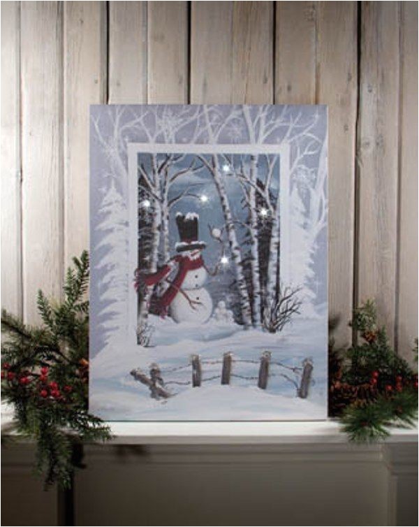 Radiance Flickering Light Canvas Snowman Radiance Winter Wonderland Snowman Snowballs Scene Led