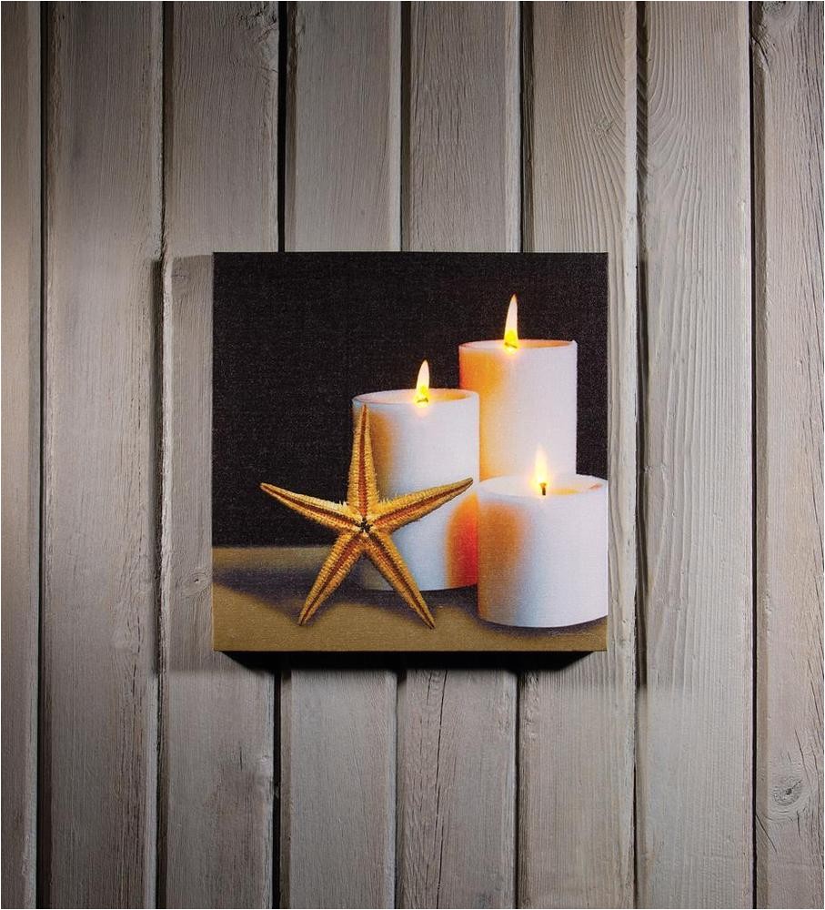 Radiance Flickering Light Canvas Starfish and Candles W Flickering Lights Radiance Lighted