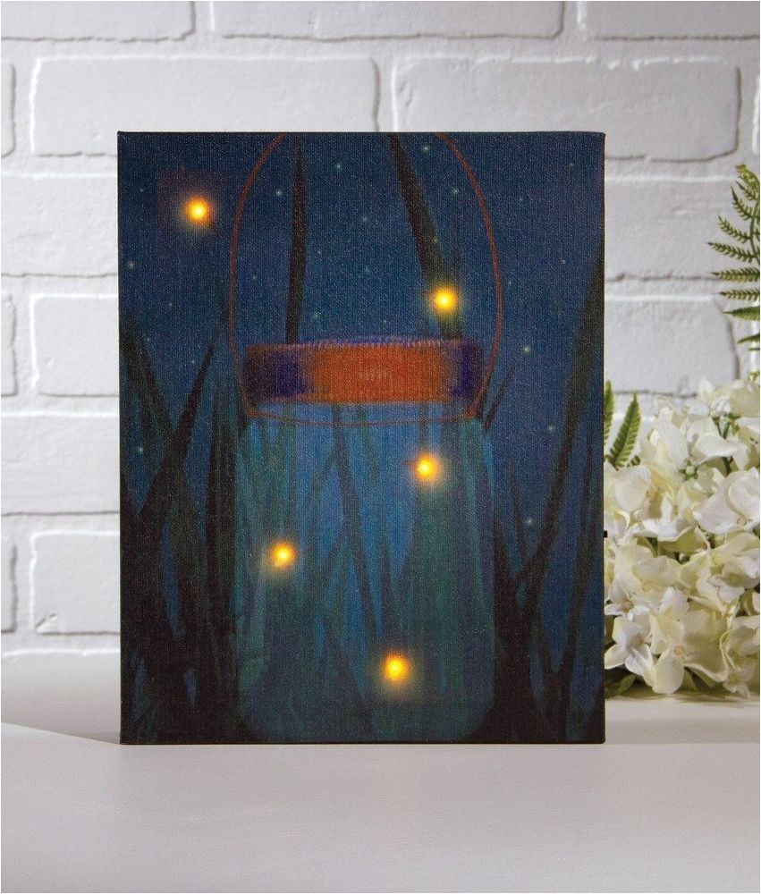 Radiance Flickering Light Canvas with Timer Firefly Jar Lighted Picture W Flickering Lights Timer