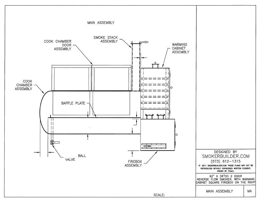 Reverse Flow Offset Smoker Plans 36 X 92 Reverse Flow Smoker Sq Firebox Right W Warming