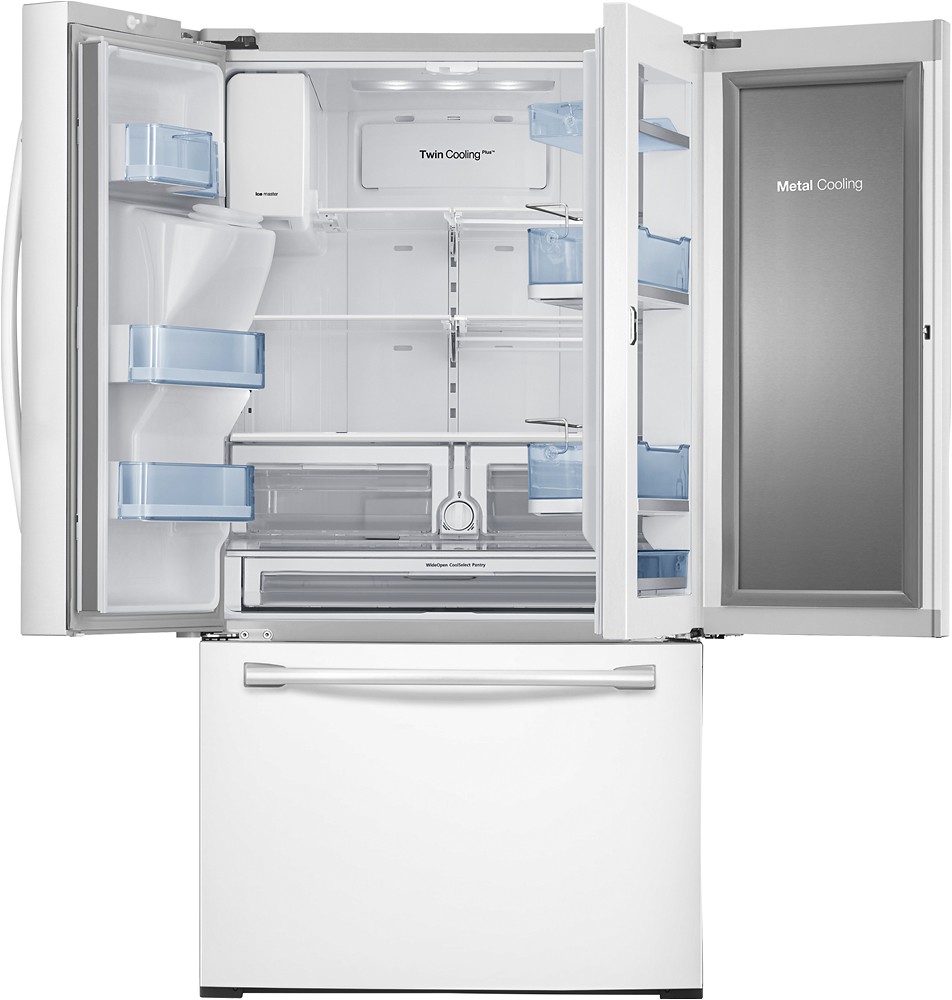 ft french door refrigerator with food showcase door and thru the door ice and water white rf28hdedpww best buy