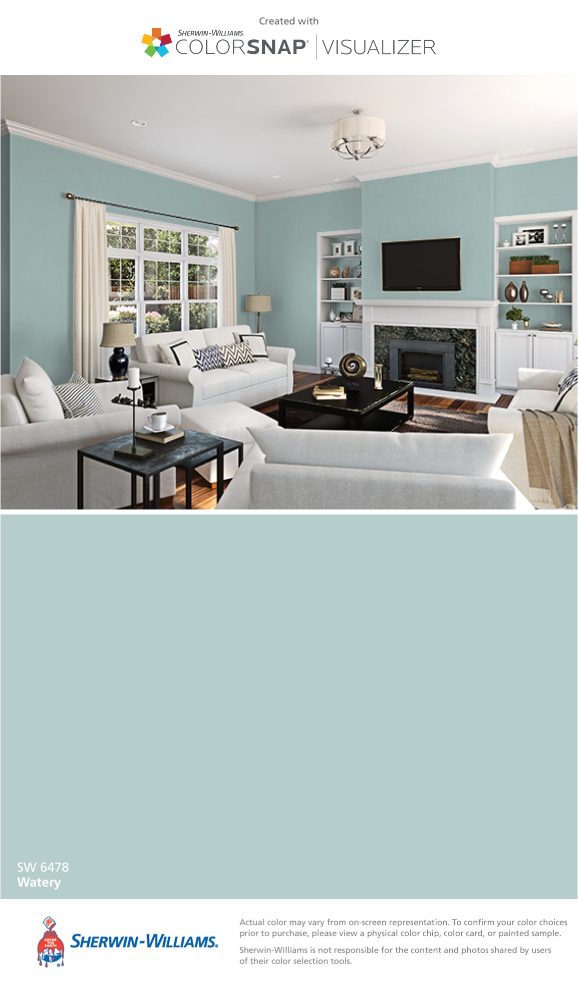 i found this color with colorsnapa visualizer for iphone by sherwin williams watery sw 6478