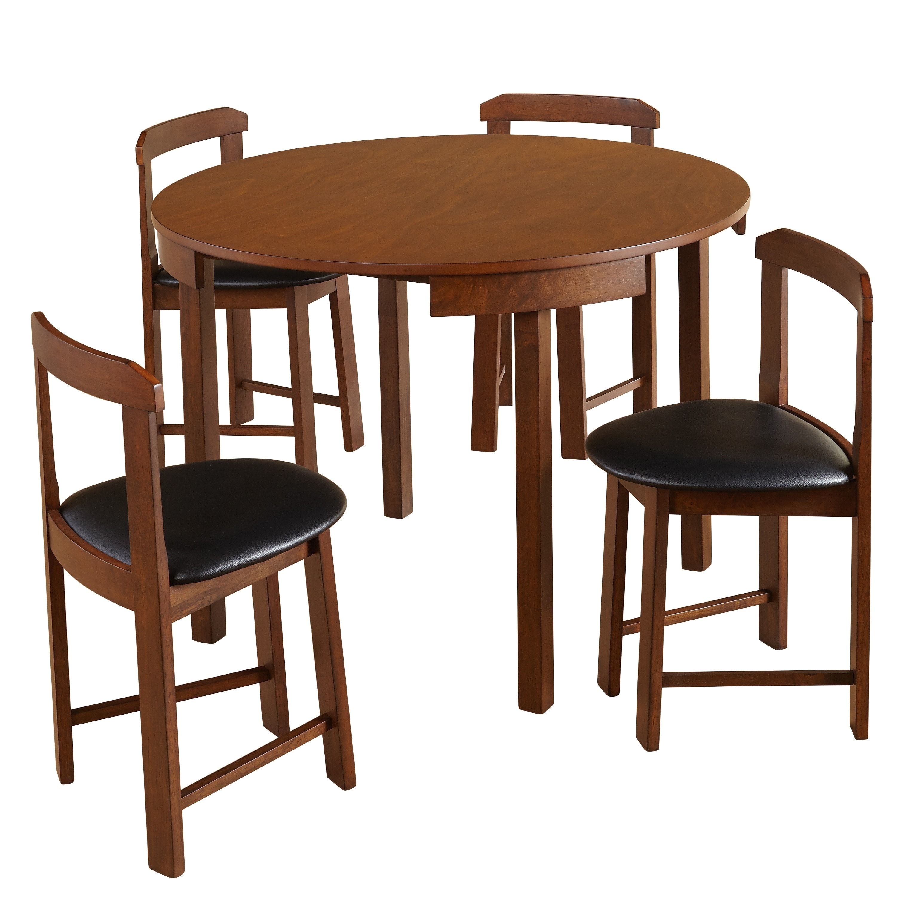 top table kayu kitchen set with simple living 5 piece tobey compact round dining walnut black