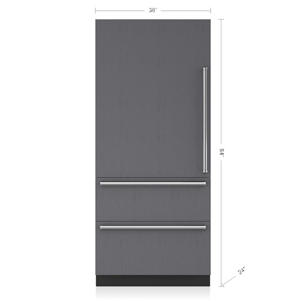 36 inch integrated over under refrigerator freezer ice maker panel ready