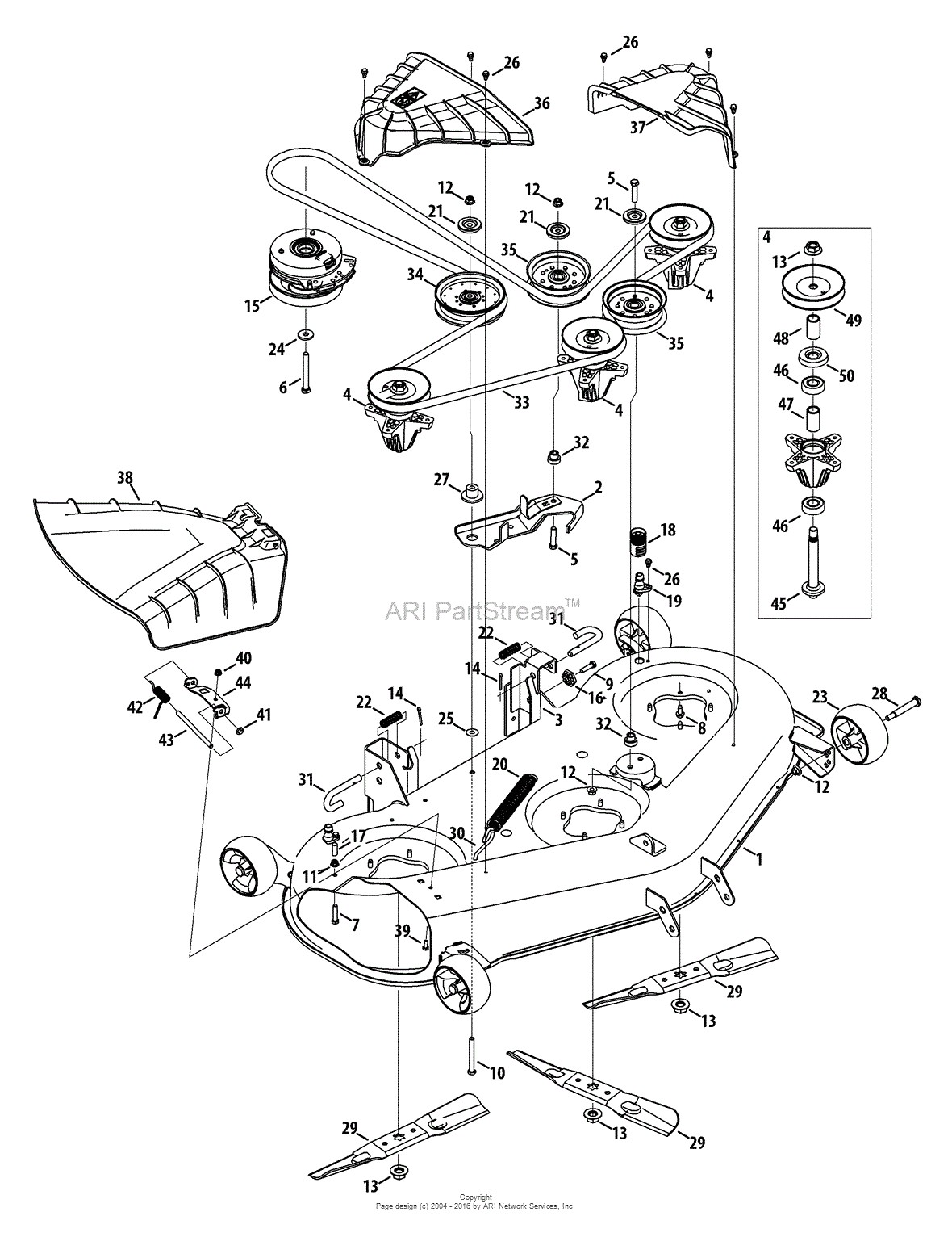 Troy Bilt Super Bronco 50 Deck Belt Diagram