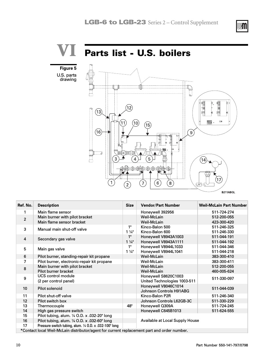 vi parts list u s parts list u s boilers lgb 6 to lgb 23 weil mclain series 2 lgb 7 user manual page 9 11