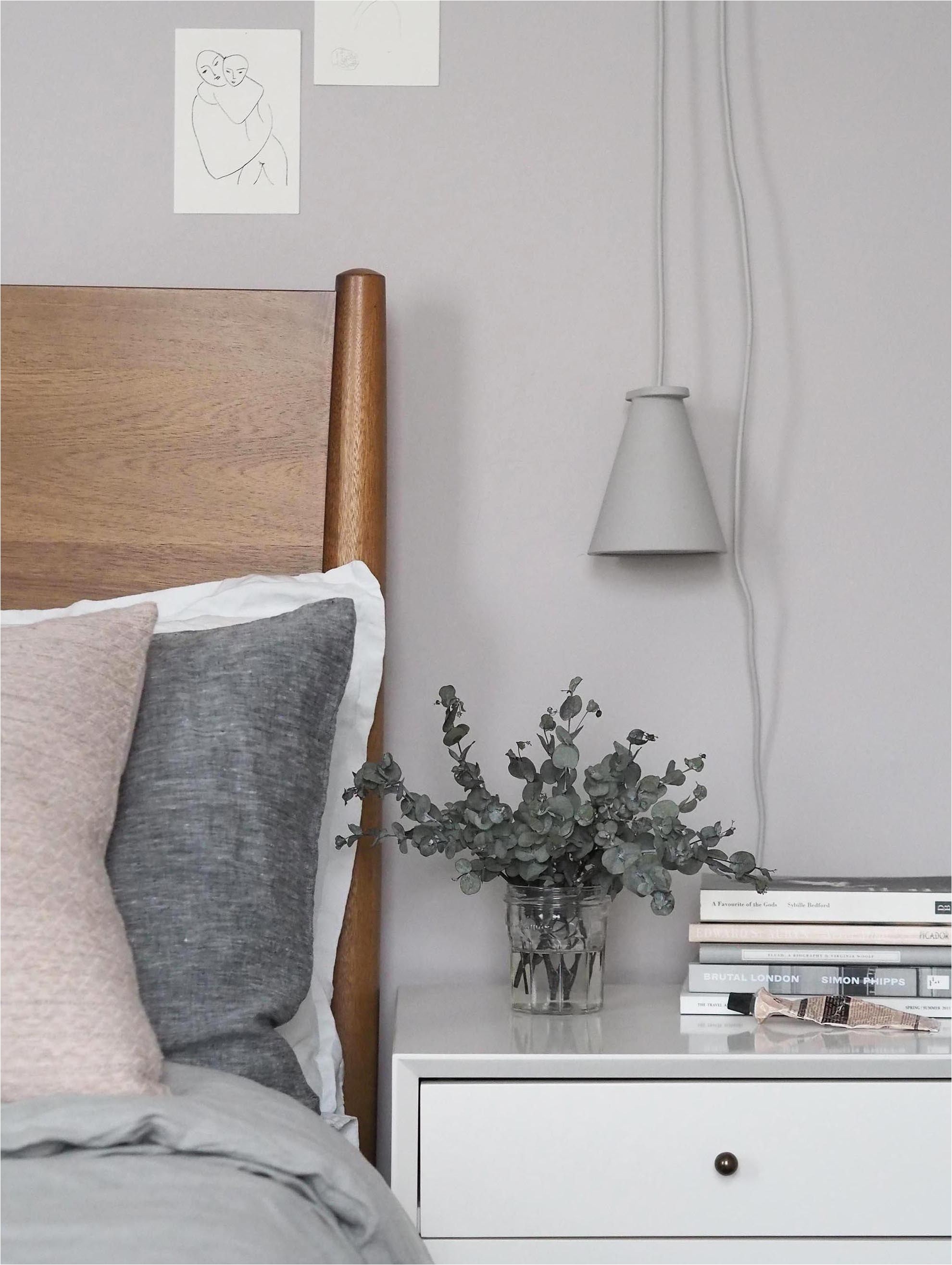 soft blush pink bedroom reveal before after farrow ball peignoir west elm mid century furniture