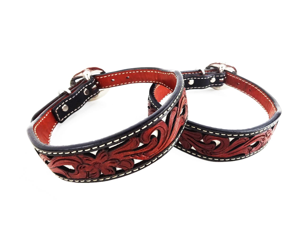26 hair on filigree western style tooled leather k9 canine dog collar xl size 222528374277
