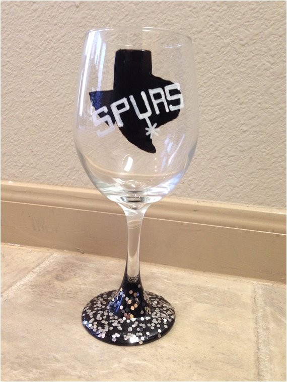 san antonio spurs hand painted wine