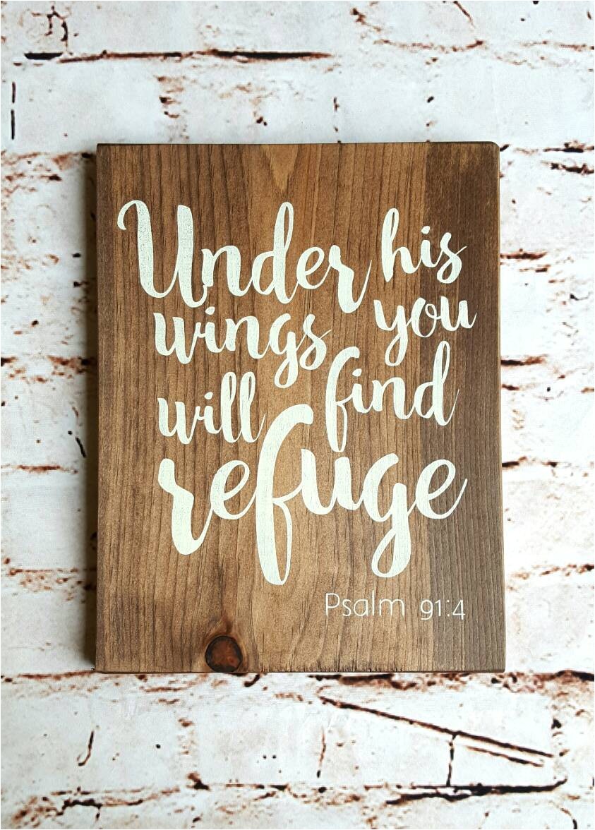 Wooden Bible Verse Signs Uk Scripture Sign Under His Wings Wood Signs by Countrypallets