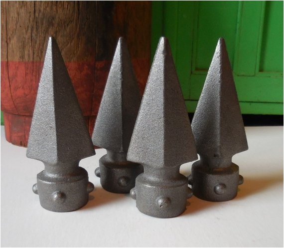 4 cast metal finials caps wrought iron