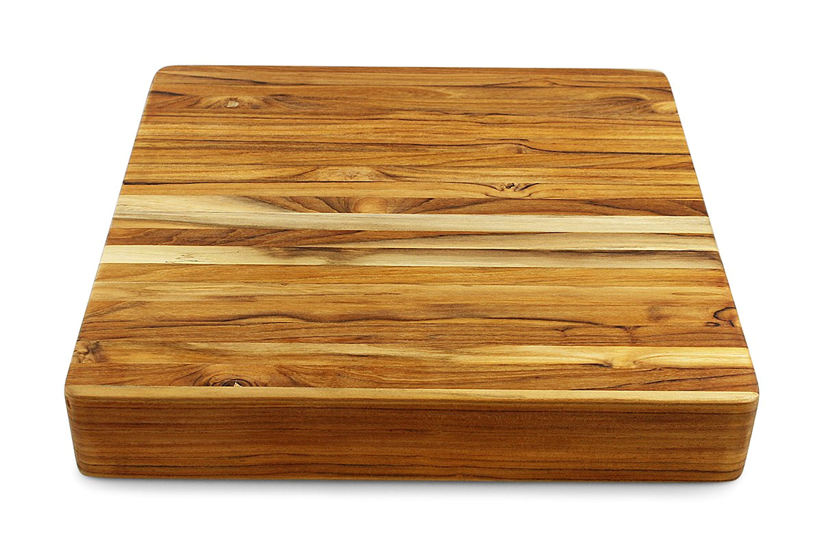 amazon com terra teak extra large butcher block 18 x 18 x 3 inch thick square cutting board kitchen dining