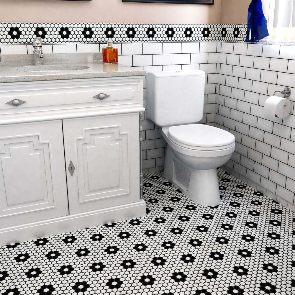 merola tile metro hex matte white with flower 10 1 4 in x 11 3 4 in x 5 mm porcelain mosaic tile 8 54 sq ft case fdxmhmwf the home depot