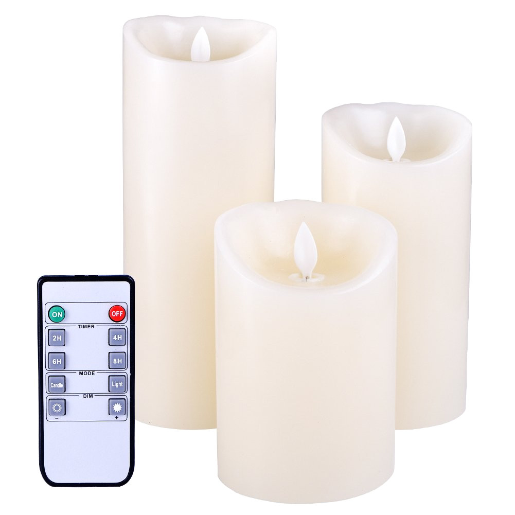 get quotations a flameless candles flickering light high pillar real smooth wax for gifts and decoration set of