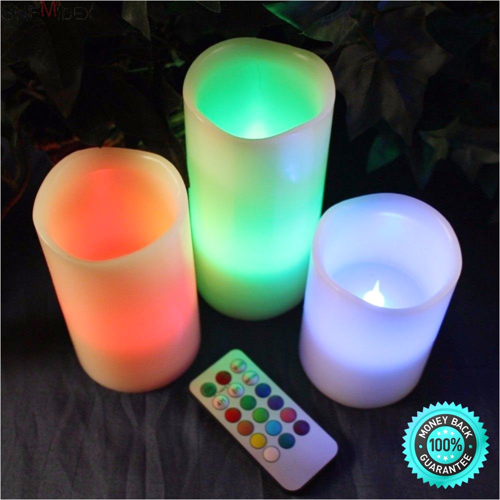 get quotations a skemidex 3pc led flameless candles 4 5 6 pillar 12