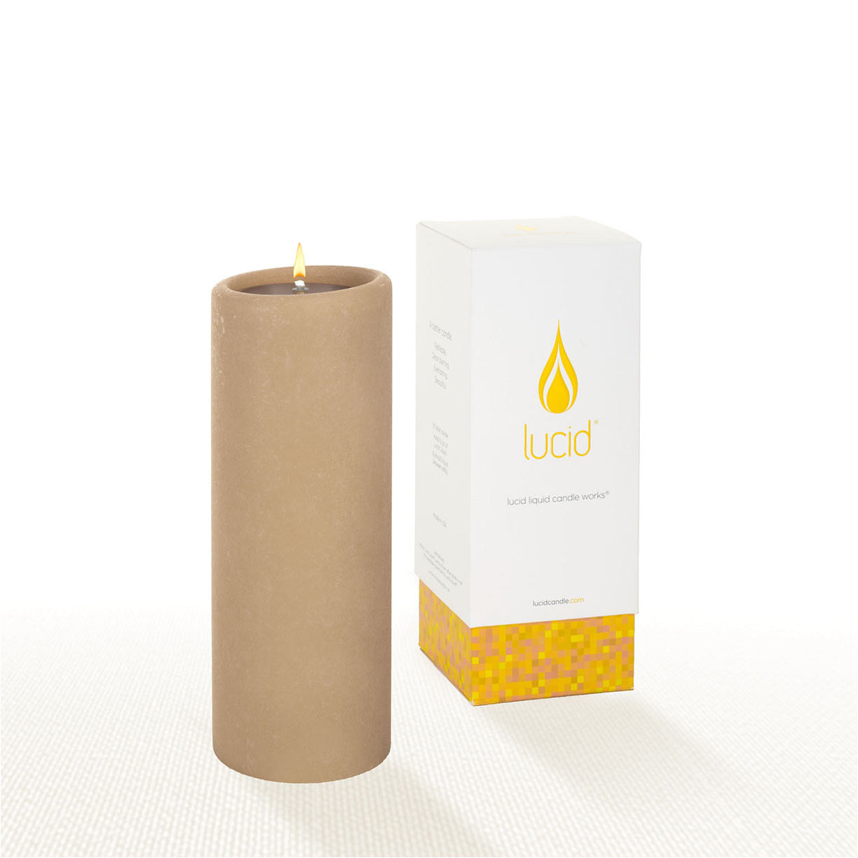 lucid liquid candles khaki 3x8 pillar candle