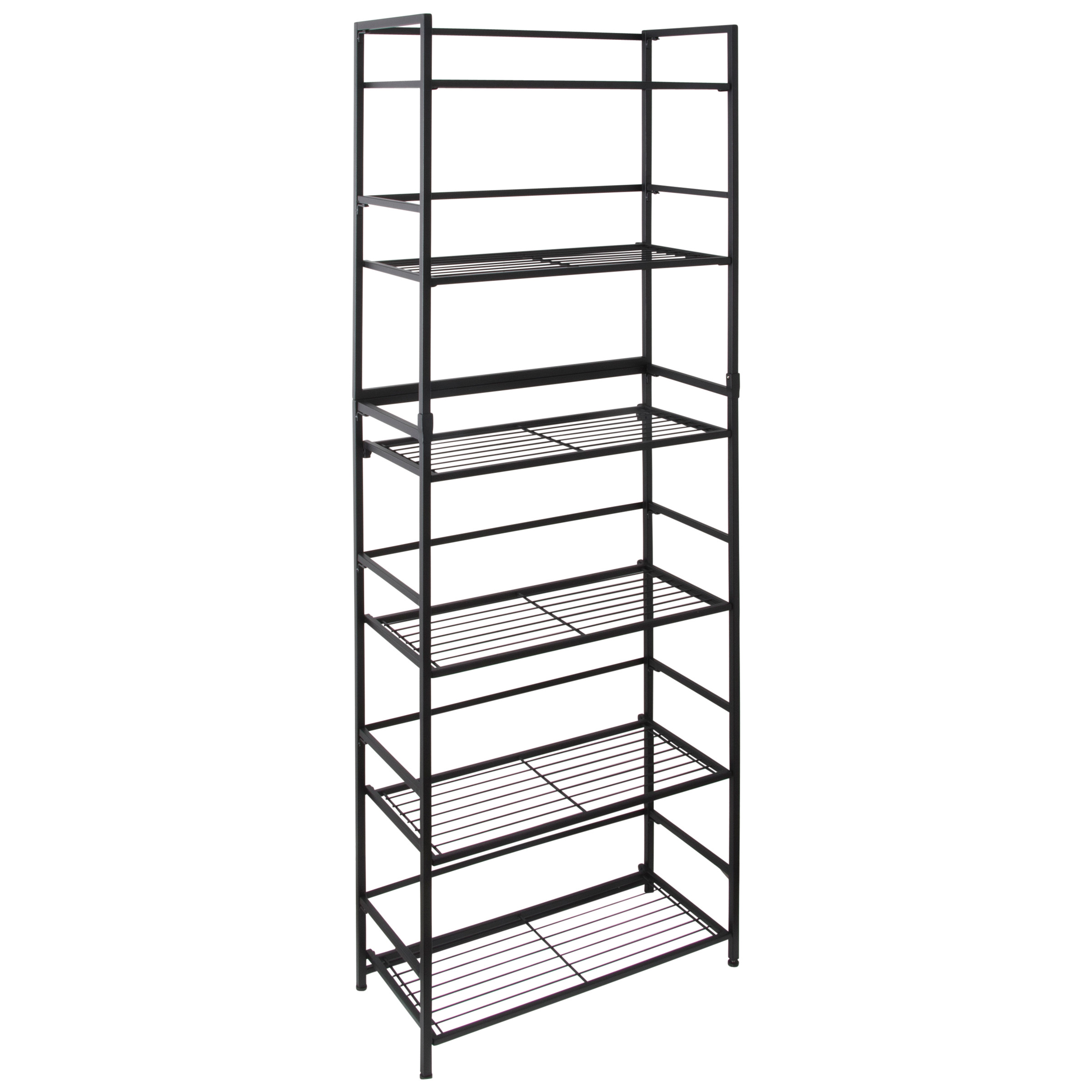 flipshelf folding metal shelf no assembly bookcase style 6 shelves wide walmart com