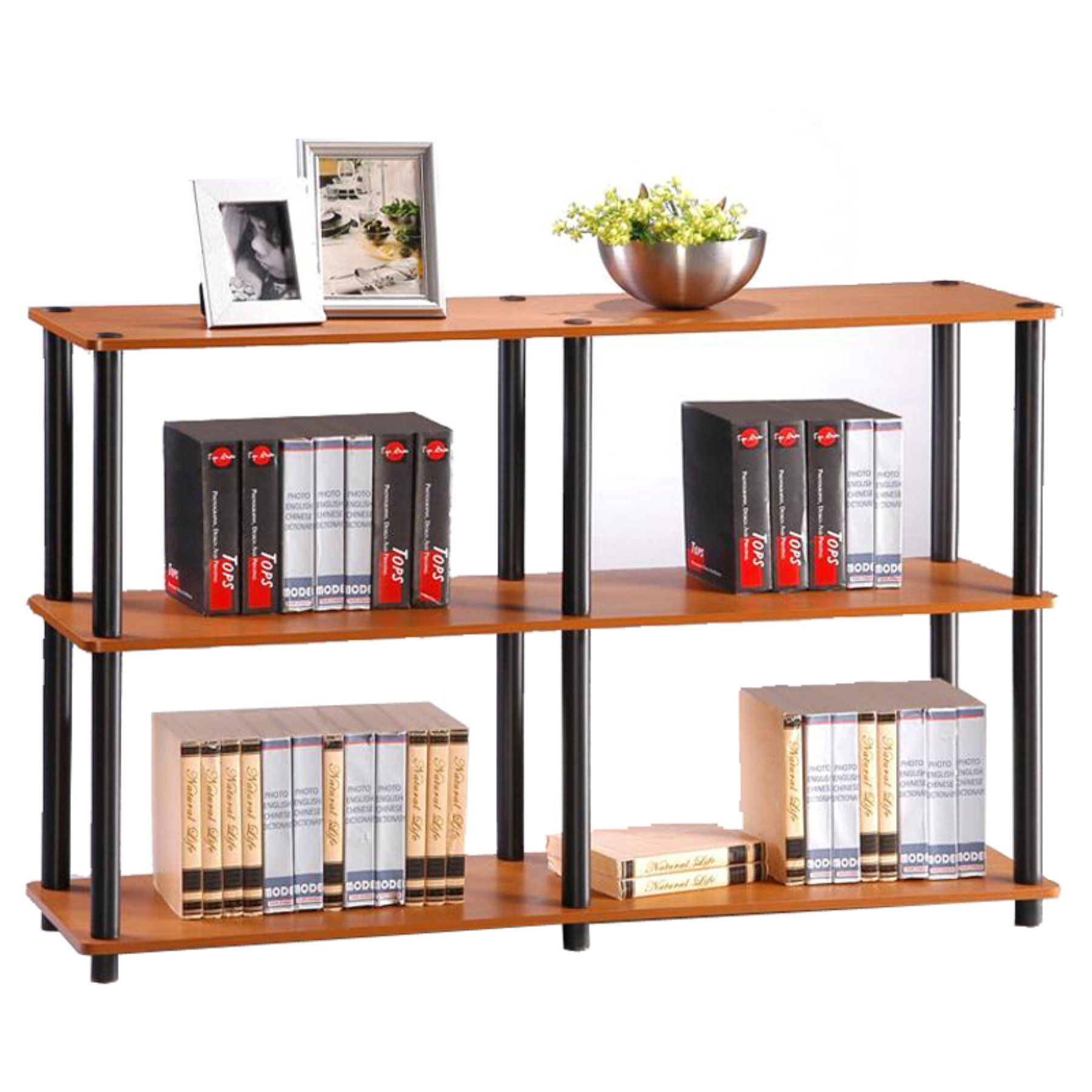 furinno turn n tube 3 tier open back standard bookcase 99130lc bk