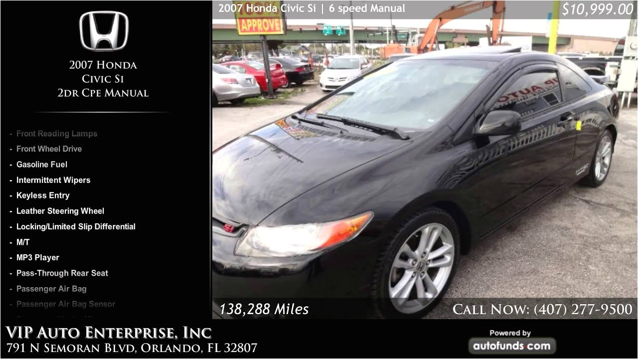 used 2007 honda civic si vip auto enterprise inc orlando fl