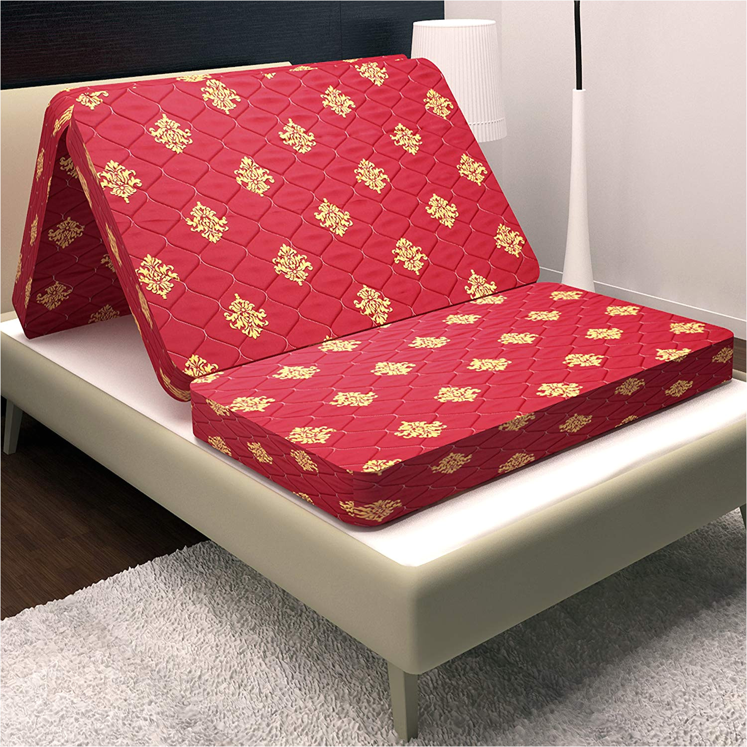 story home 4 inch single size foam mattress maroon 72x35x4