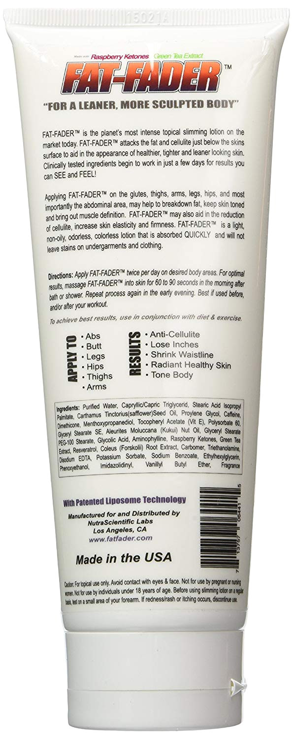 amazon com fat fader body toning lotion w 2 5 aminophylline raspberry ketones 8 fl oz fat fader cream beauty