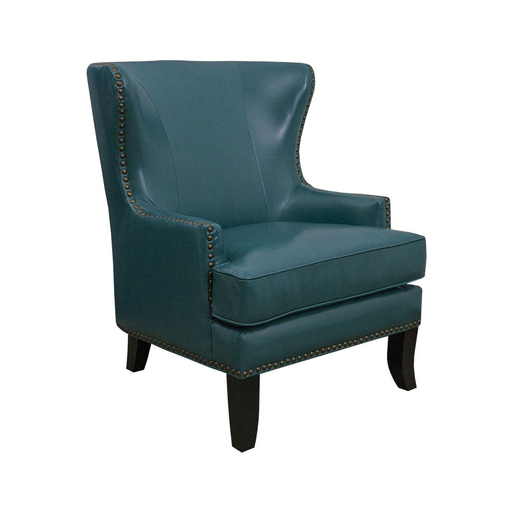 fake leather material for chairs mayfair 1378 01 peacock blue faux leather winged accent chair of