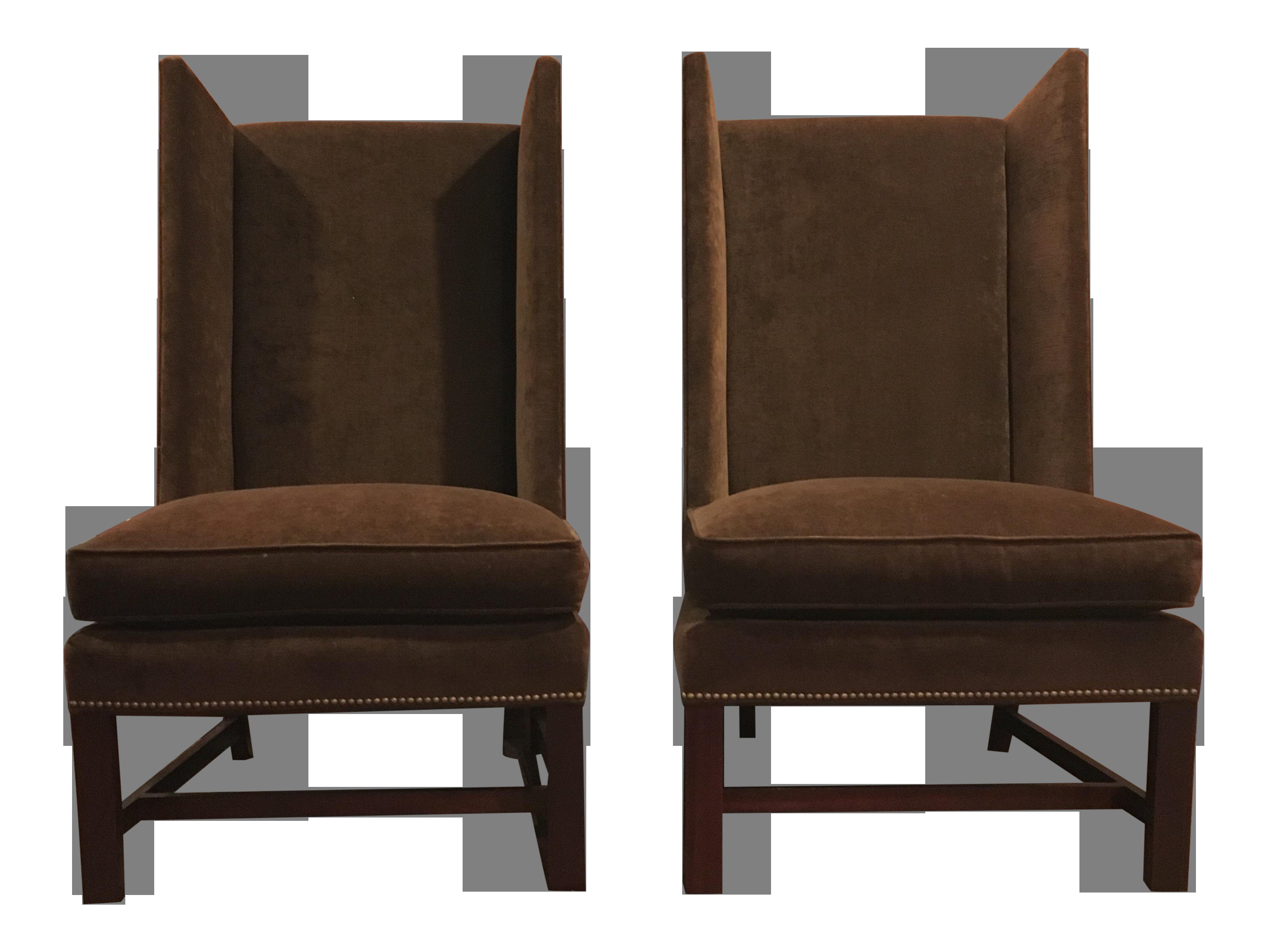 hickory wingback chairs with nailhead trim a pair 2508