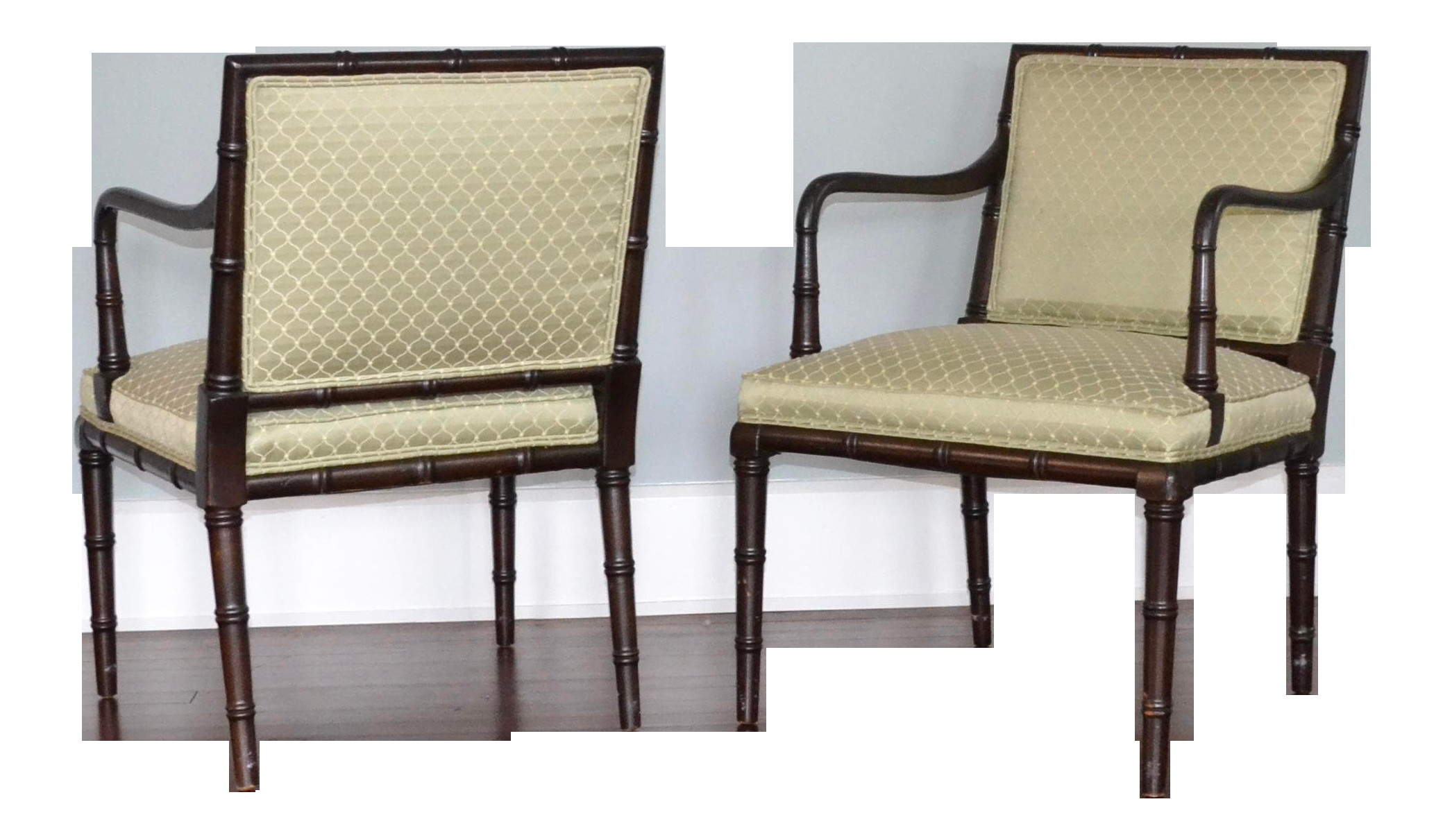 faux bamboo arm chairs a pair 4101