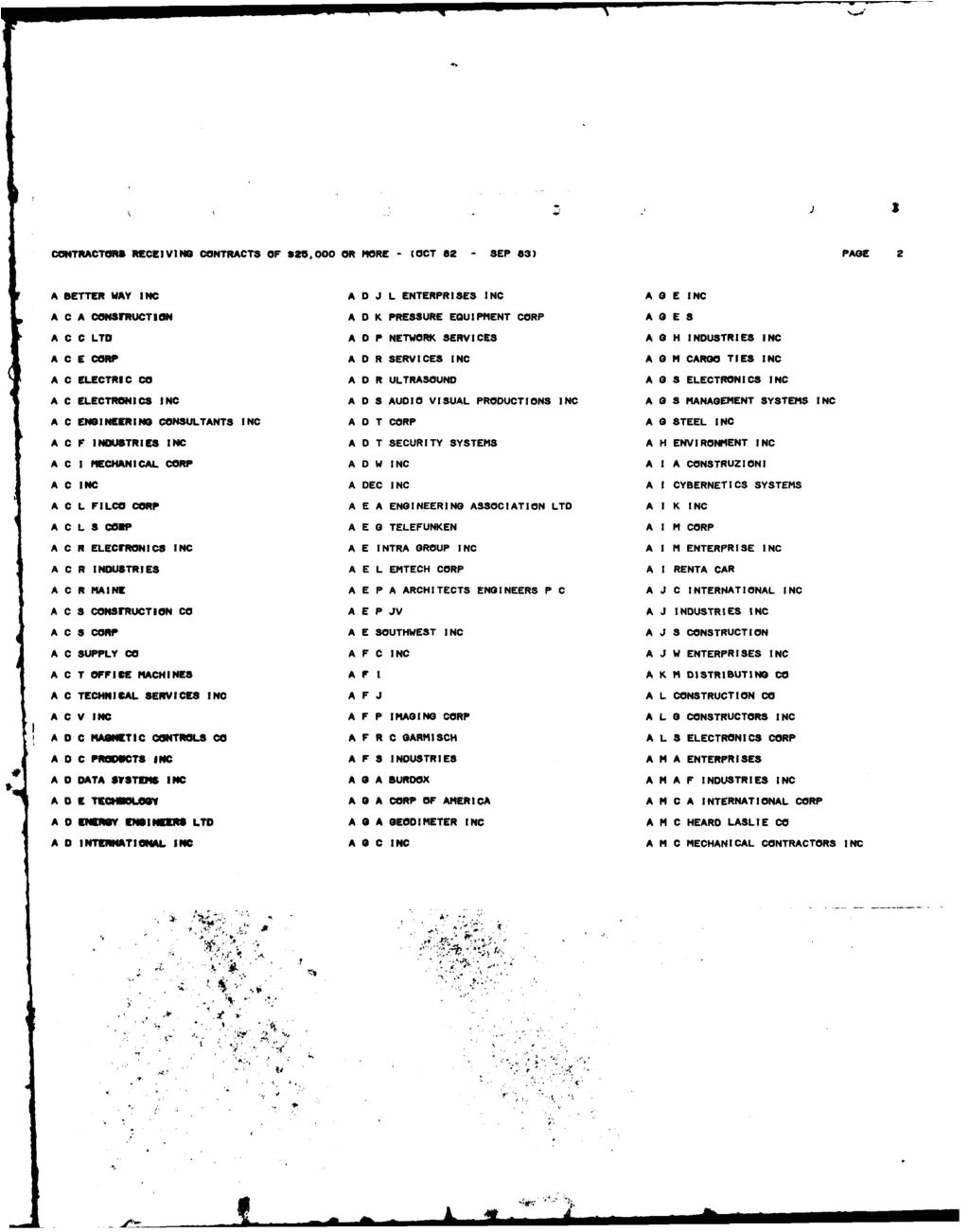 2 3 contractors receiving contracts of 25 oo or more oct 82 sep