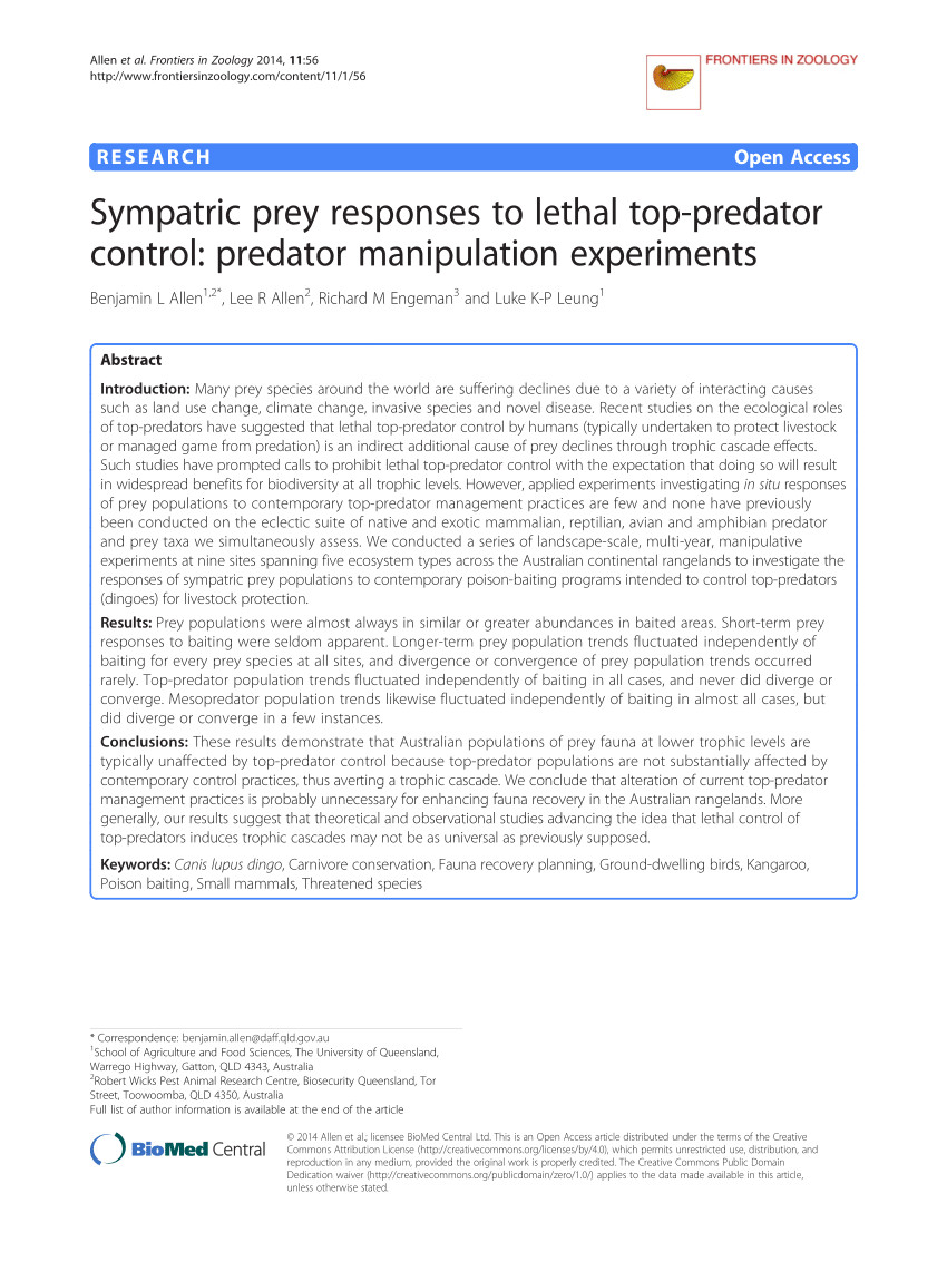 pdf top predators as biodiversity regulators contemporary issues affecting knowledge and management of dingoes in australia