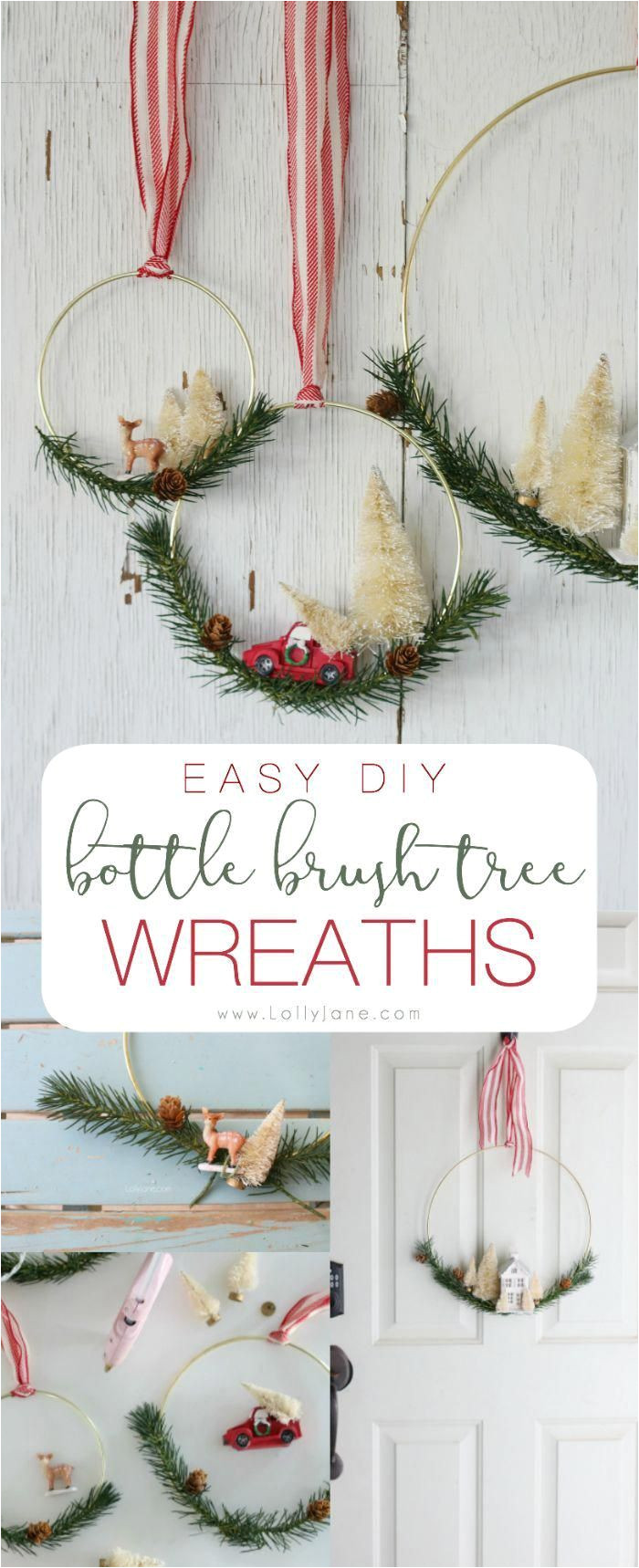 easy diy bottle brush tree wreaths perfect to display at christmas time so cute easy to make in less than an hour christmasdecorationsdiy