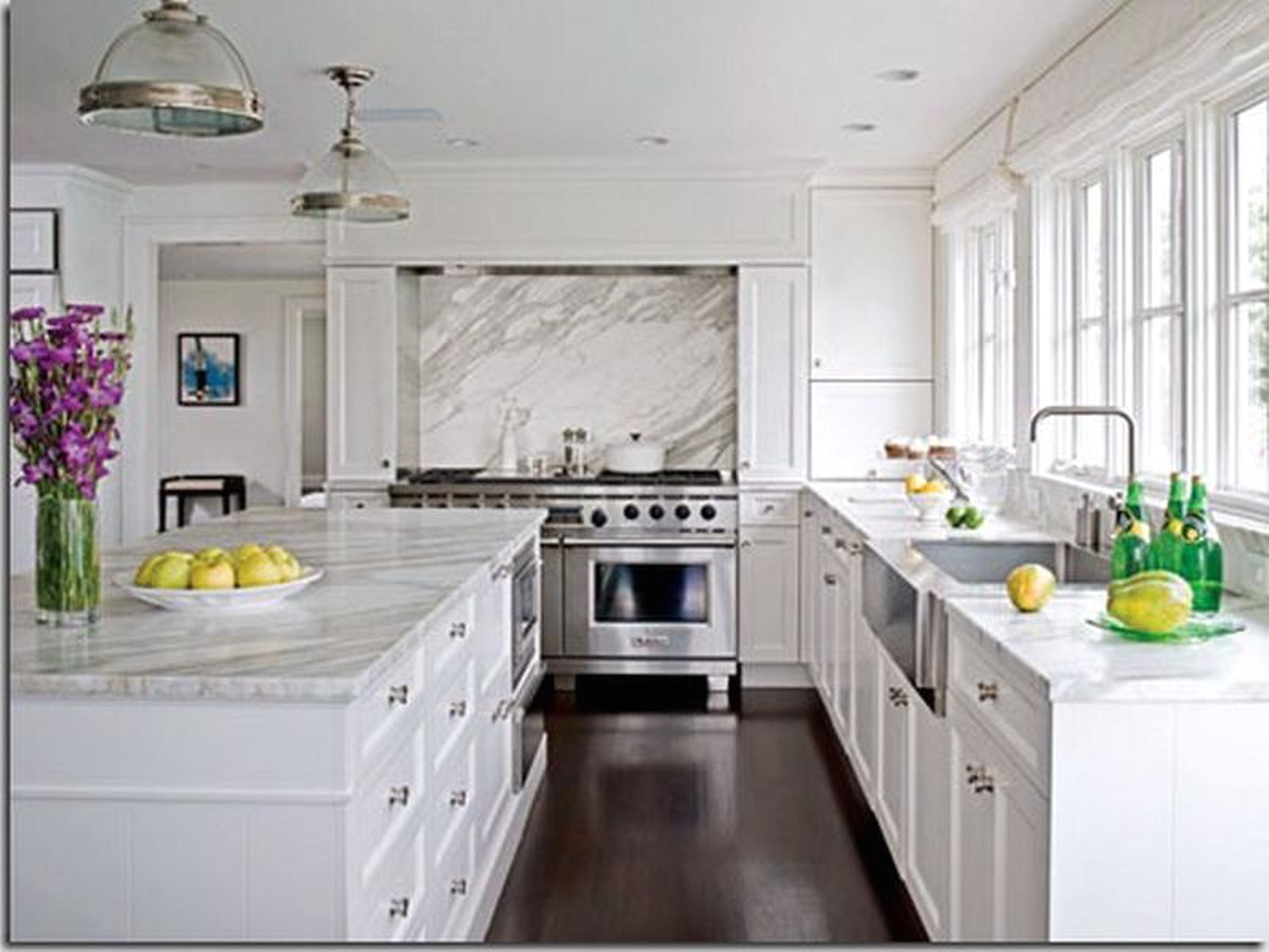 New White Kitchen Cabinets With Light Countertops for Small Space