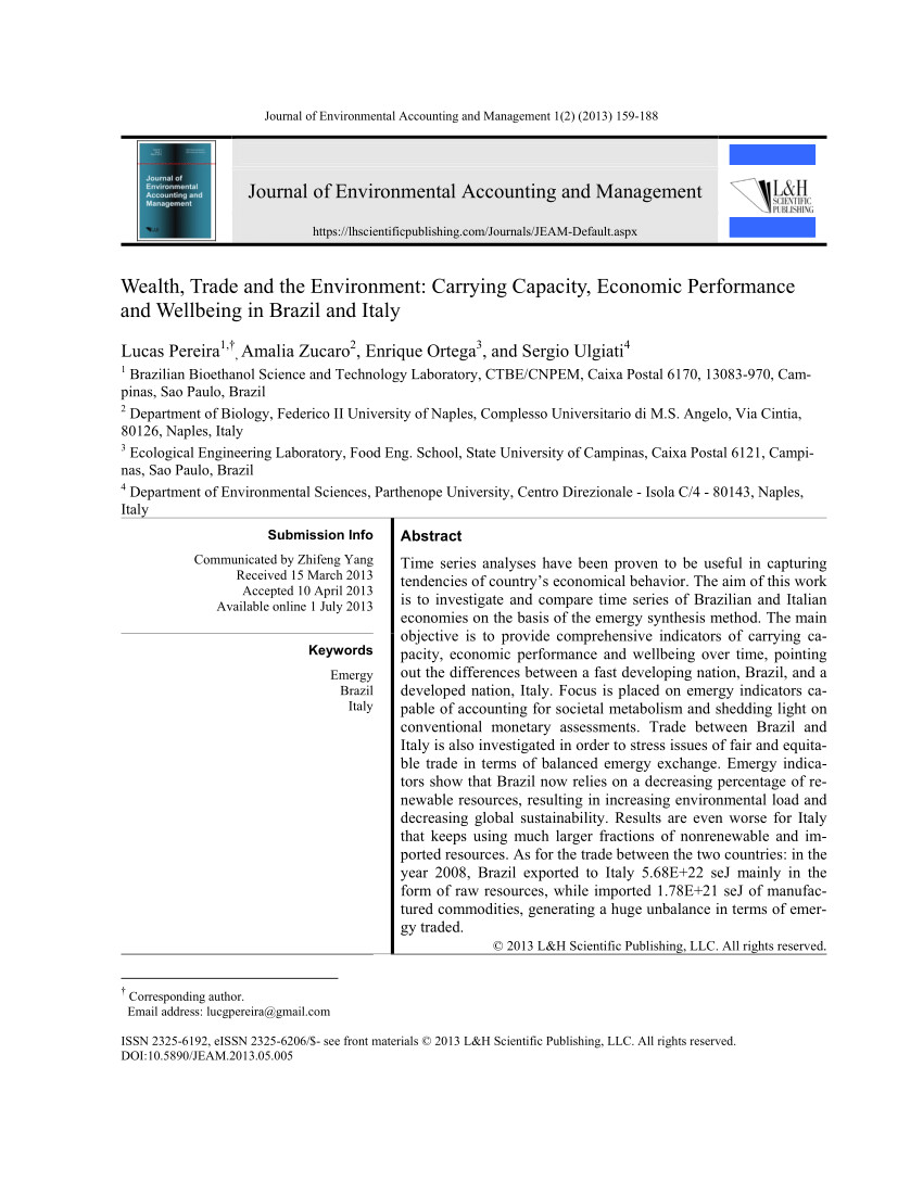 pdf wealth trade and the environment carrying capacity economic performance and wellbeing in brazil and italy