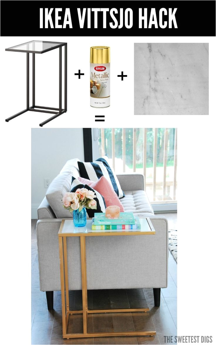 amazing diy turn the ikea vittsjo laptop table into a chic gold and marble side