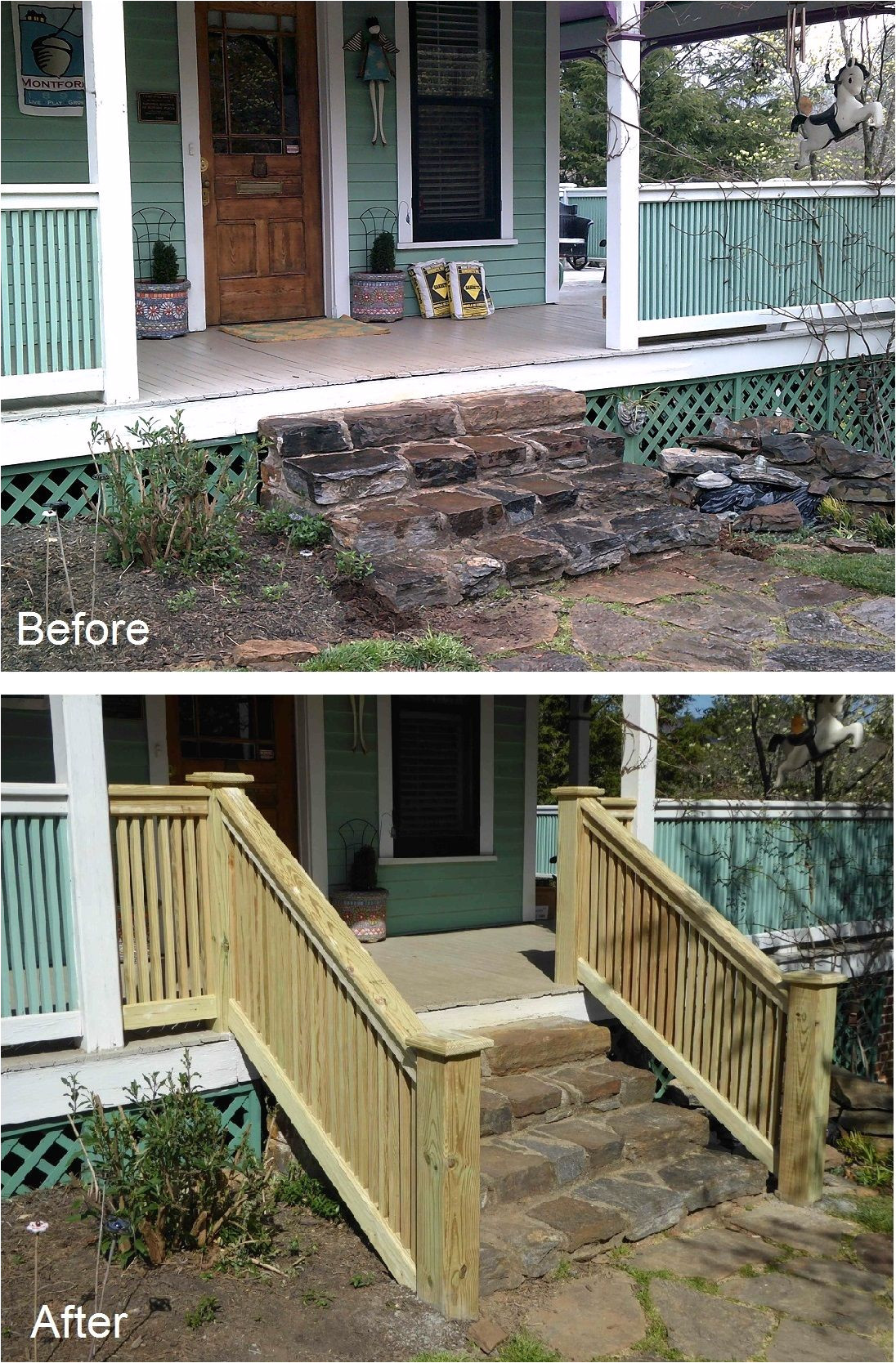 new stair banister to match porch railing on historic home click through to see how it s done