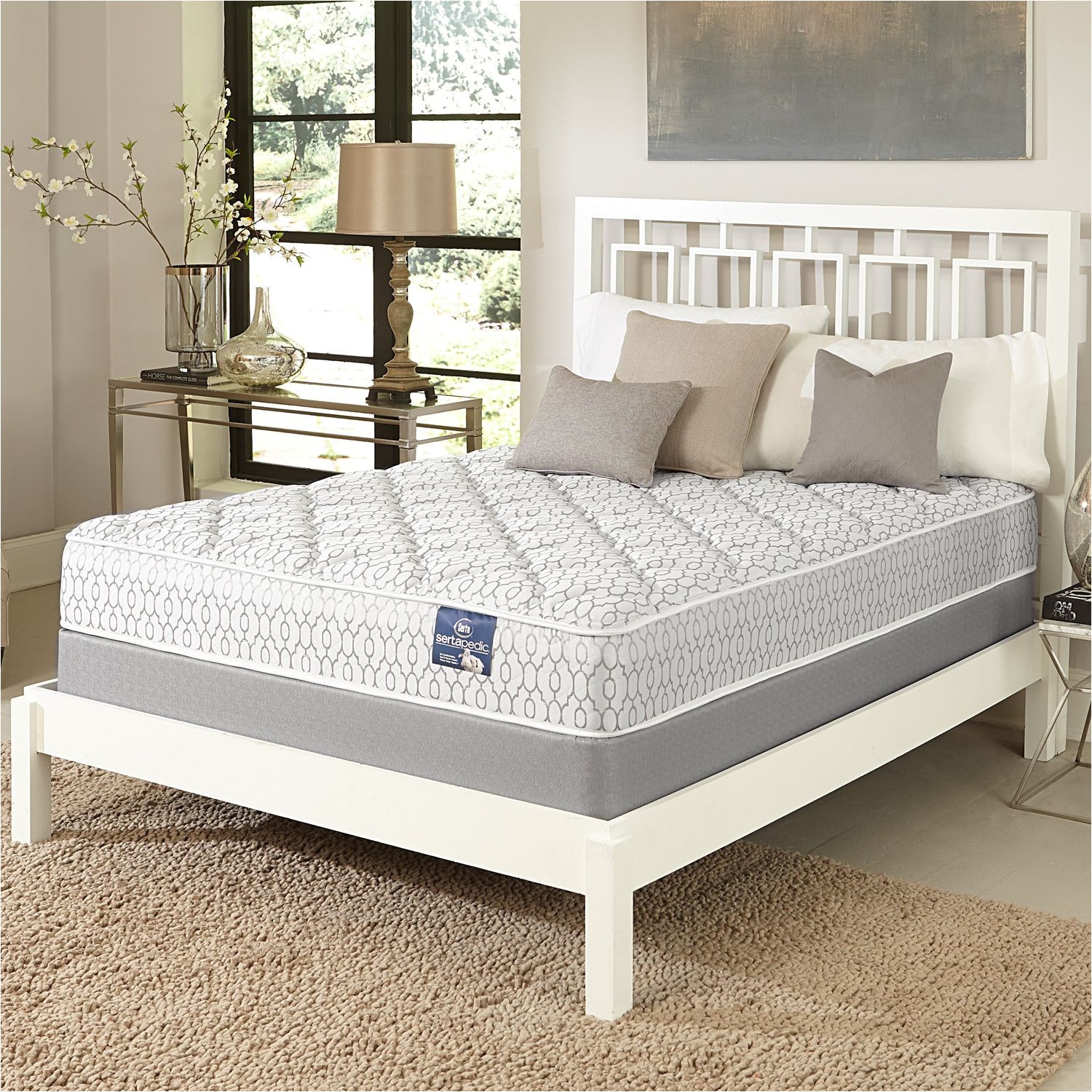 serta gleam plush twin xl size mattress set twin xl mattress with 9 profile boxspring white platinum